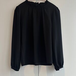 J. Crew Black Ruffle Neck Blouse